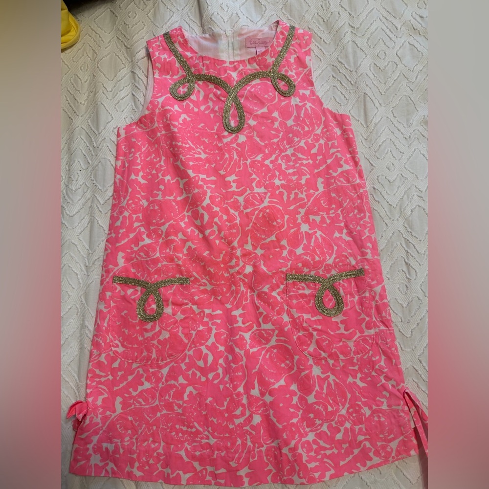 Lilly Pulitzer Pink and White Dress with Gold Accents